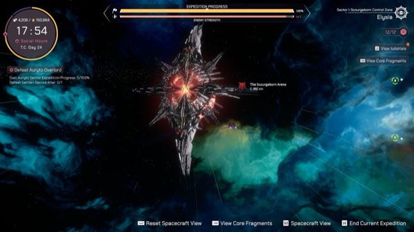 The expedition star map showing a sector control zone in Elysia